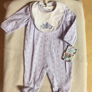 Little Me girls one piece with matching bib